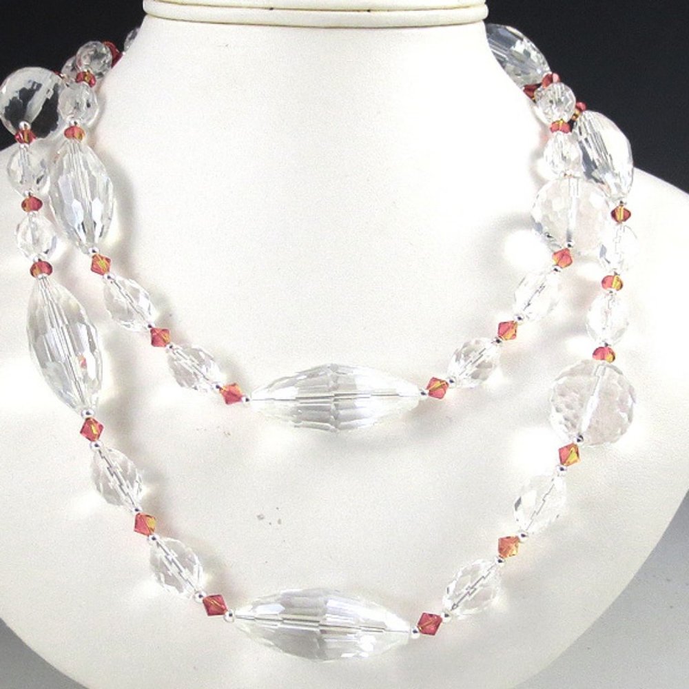 Crystal Quartz, Crystal, Glass, Sterling Necklace
